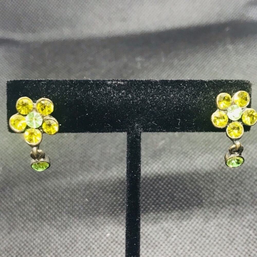 Vintage 90s Jewel Floral Drop Earrings EUC - Picture 4 of 5